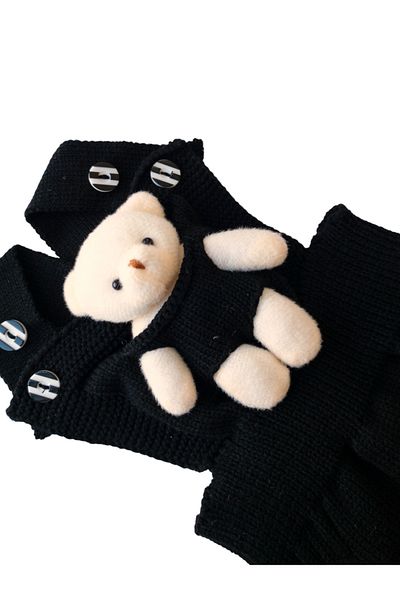 gogo bici Winter Winter Teddy Bear Hanger Buttoned Baby Kids Knitwear Tights Salopet