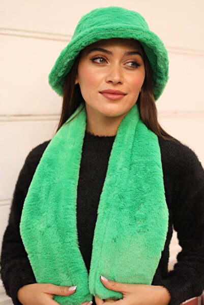 REMSA Γυναικείο βελούδινο φουλάρι γιακά κασκόλ RKB-01 Πράσινο