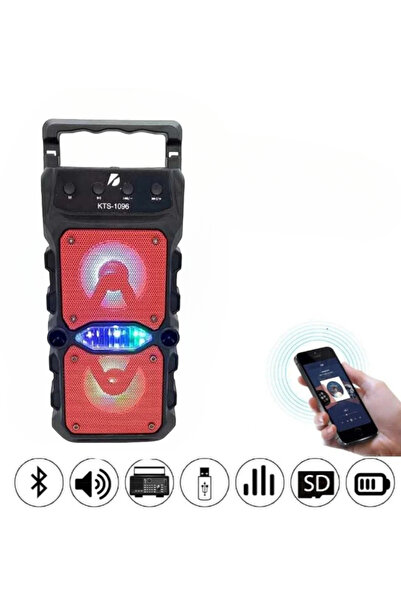 nevaport Bluetooth Hoparlör Parti Hoparlörü Kablosuz Speaker Ledli Ses Bombası Radyo Usb Sd Kart Girişli