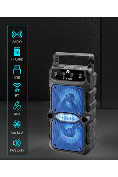 nevaport Parti Hoparlörü Bluetooth Hoparlör 3 Inç × 2 Ses Bombası Radyo-usb-tf Giriş Mavi