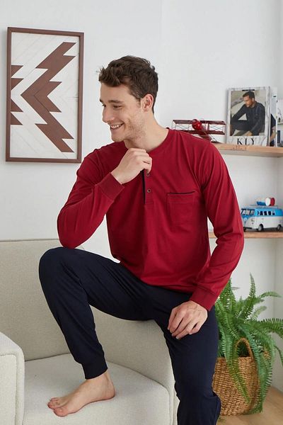 KLY PİJAMA KLY 9244 Half Button Pajamas Set