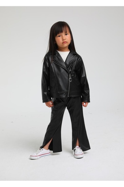 Little Wonder Clothing Kız Çocuk Biker Vegan Deri Mont