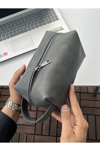 DERKON GRAY 100% GENUINE LEATHER HANDBAG