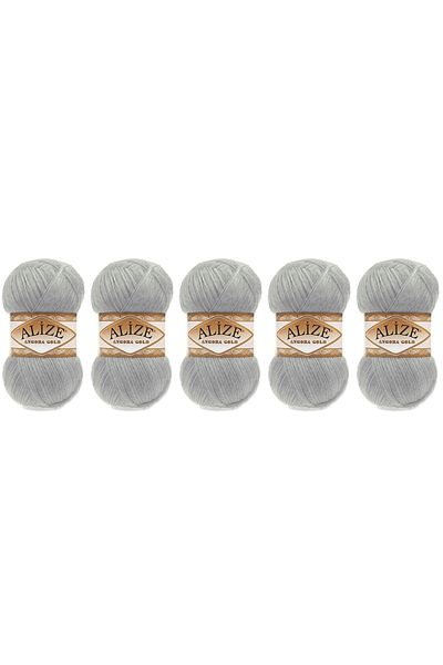 Alize Angora Gold Νήμα Πλεξίματος Χεριών 100 gr 5 Τεμάχια Χρώμα 21 Γκρι