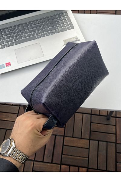 DERKON BUSY DARK BLUE 100% GENUINE LEATHER HANDBAG