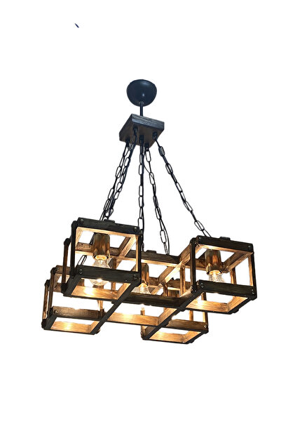 MASİFİDEA Masifidea Ahşap Sarkıt Avize 5'lİ