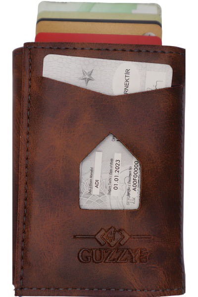 Astakos Piele sintetică vegană acoperită cu mecanism de aluminiu Portofel aut...