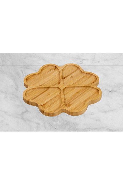 Altabi Bamboo Heart Snack Bowl Presentation Bowl with 4 Compartments