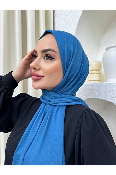 useev Combed Cotton Shawl Petrol Blue 0001