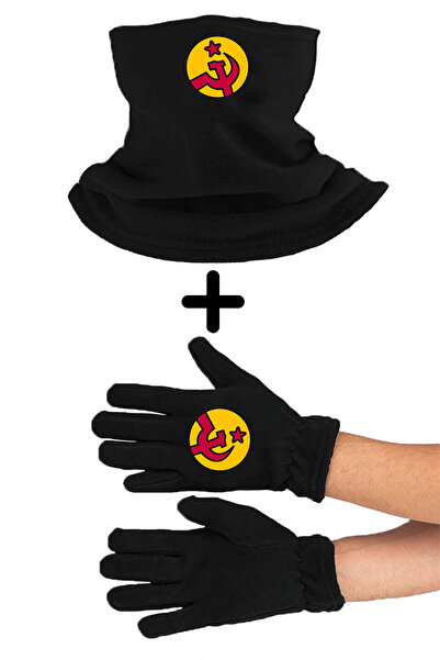 Leng Butik Σετ μακριά γάντια με κολάρο χειμερινού λαιμού Sickle Hammer