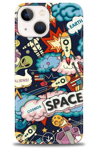 MRCİLETİSİM Case for iPhone 14 Plus Case Hd Printed Case - Space + Full Screen Protector