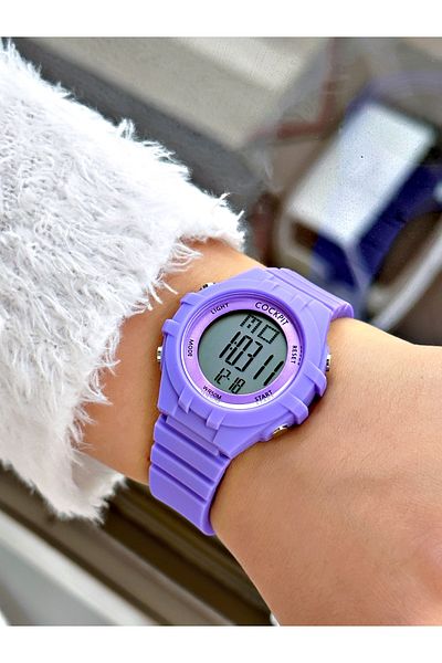Cockpit Digital Women's Wristwatch with Silicone Strap 5 ATM Waterproof Alarm and Luminous Stopwatch