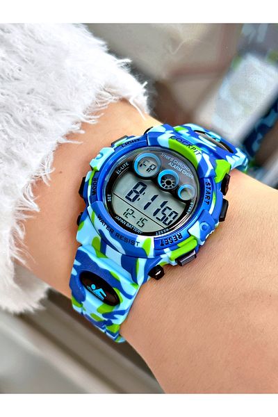Cockpit Digital Children's Wristwatch with Silicone Strap 5 ATM Waterproof Alarm and Illuminated Stopwatch