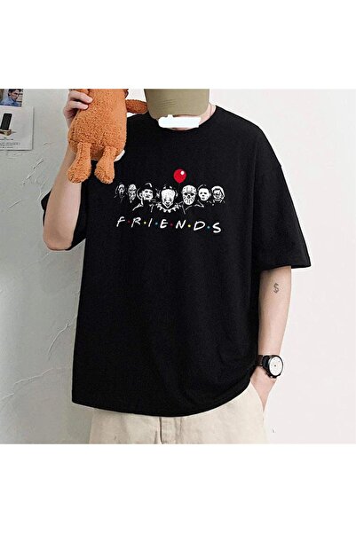 Violon Μπλουζάκι Halloween Witch Friends με εμπριμέ μαύρο Unisex Oversize