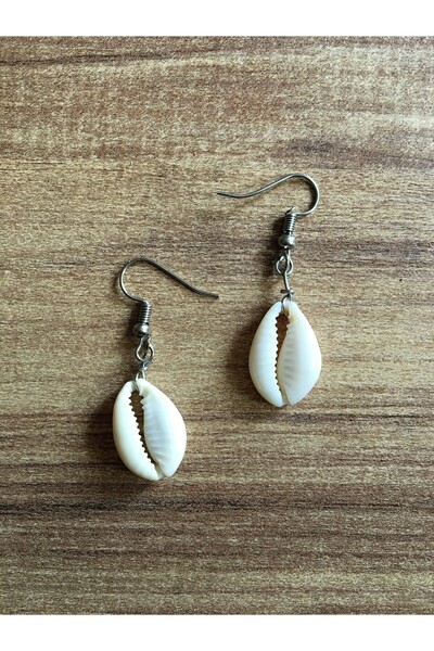 özde dekor Real Sea Shell Earrings (CLASSIC MODEL) Silver Color Detail