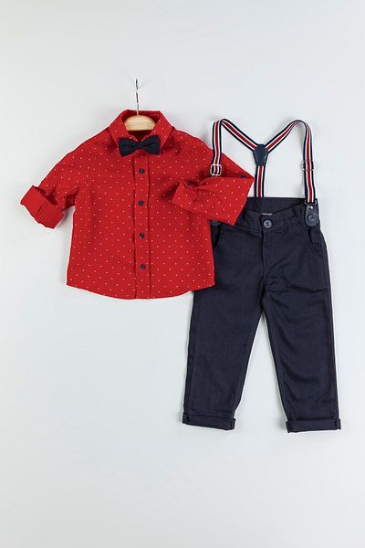 Gold Class Kidswear Boy's Leaf Patterned Salopet Shirt Set
