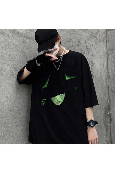 Touz LAGOM FASHION Halloween Noble Witch με εμπριμέ μαύρο μπλουζάκι Unisex Oversize