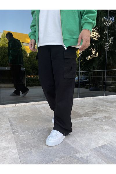 XPUPPETWEAR Black Cargo Pants with Elastic Legs