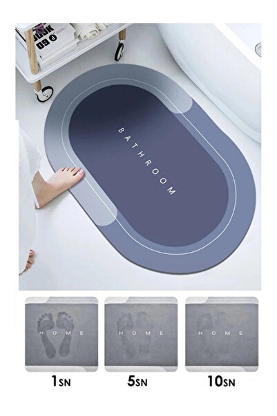 HALİME SULTAN Sihirli Su Emici Banyo Paspası Kaymaz Tabanlı Overloklu Abdest Paspası 3,5 Mm 40x60