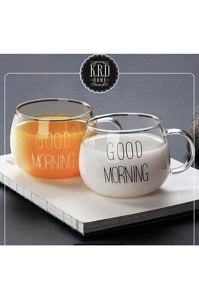 KRD Home 2-Piece Heat Resistant Chubby Cup with Borosilicate Handle (400ML) Pink Shop