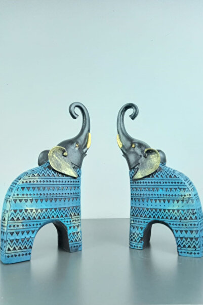 Euro Decora Dekoratif FİL SET 2'li Polyester Biblo Küçük Boy 17.5x10.5 cm