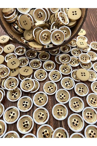 canan dizayn 15 MM BEIGE YELLOW STARTER BUTTON (15 PIECES)