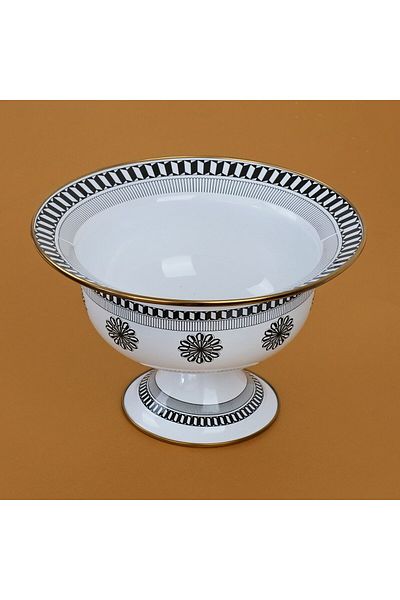 Glore Destina Black Floral Enamel Footed Fruit Bowl