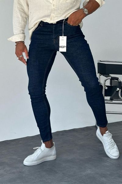 MADZEYMODA Slim Fit Ανδρικό τζιν παντελόνι σε μπλε ναυτικό