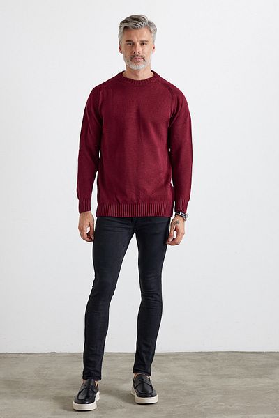 Livio Ferri Men's Crew Neck Thick Italian Sleeve Knitwear Sweater