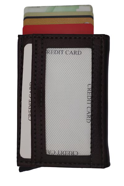 Astakos Genuine Leather Luxury Coated Aluminum Mechanism Classic Automatic Wallet Card Holder Unisex