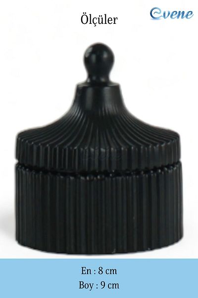 Evene Sugar Bowl with Lid Dragee Sugar Bowl Black Color Model 15