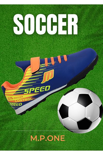 MP ONE Kidessa 1753-1368 Striped Children's Astroturf Football Shoes royal blue
