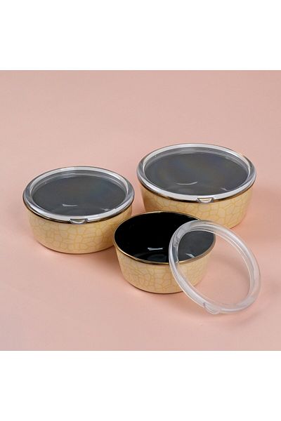 Glore Cream Textured Enameled Vacuum Storage Container Set