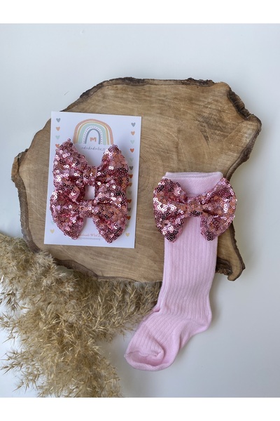 Miniminiksdesing Parlak Pullu Party Çorap Ve Toka Set