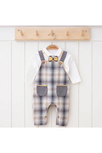 miomini Plaid Stylish Men's Salopette 2-Piece Set