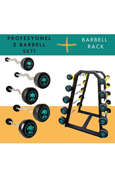 AlinSport Profesyonel Z Barbell Seti Sehpa Dahil