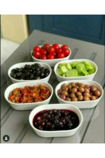 Generic Brand Avm Special Kütahya Series 6-Piece Tirilla Snack Bowl and Breakfast Presentation Plate 6 Pieces Size 15x8cm
