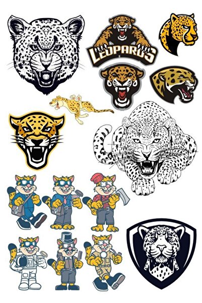 Reysa Tasarım مجموعة ملصقات الفهد -2 15 قطعة للهاتف والكمبيوتر اللوحي والكمبي...