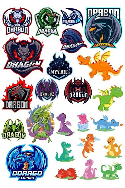 Reysa Tasarım مجموعة ملصقات Dragon Dragon - 12 قطعة مكونة من 16 قطعة للهاتف و...