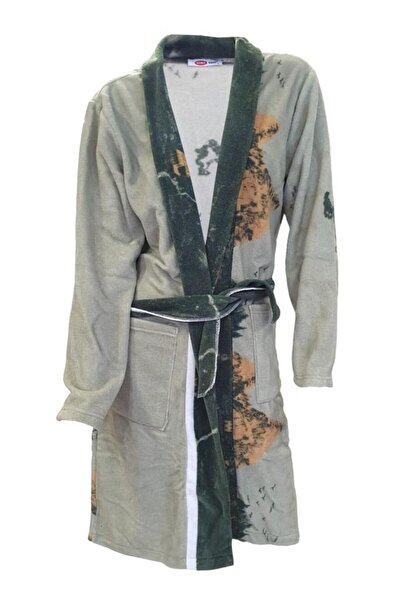 Ciciten 23C06 Desenli Cepli Kışlık Uzun Polar Sabahlık