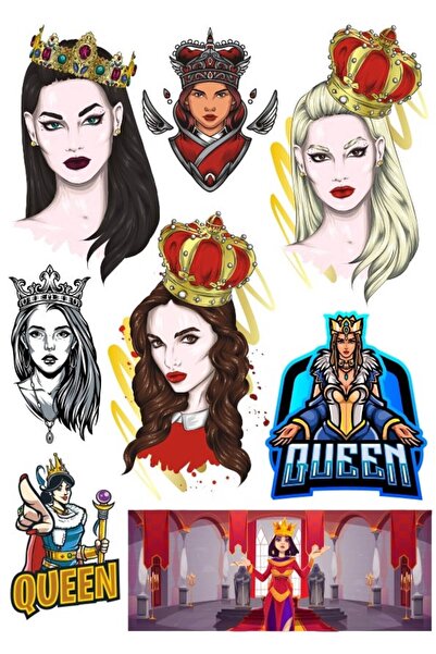 Reysa Tasarım مجموعة ملصقات الملكة مكونة من 8 قطع للهاتف والكمبيوتر اللوحي والكمبيوتر المحمول وملصق الكمبيوتر المحمول