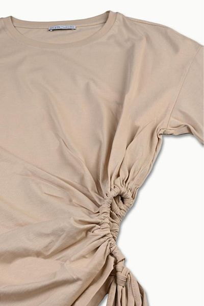 Dilvin 30184 Tricou adunat lateral-Bej deschis