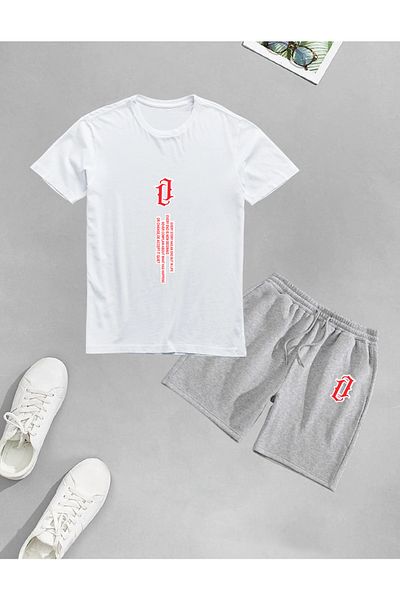 AY MONTANA LUNAVISTA Unisex Red Vertical Printed Shorts-T-shirt set