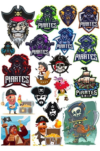 Reysa Tasarım مجموعة ملصقات القراصنة 8 20 قطعة للهاتف والكمبيوتر اللوحي والكم...