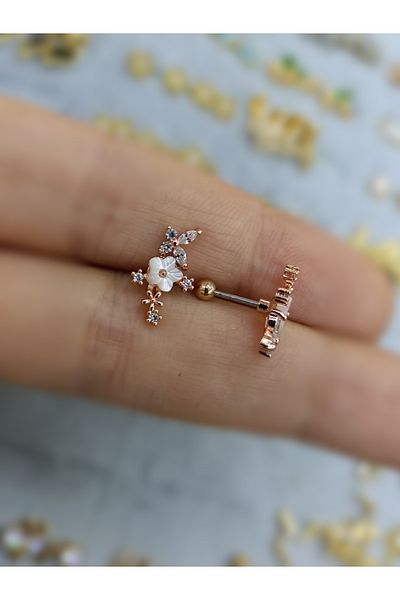 Arescollection Surgical Steel Rosegold Cartilage Piercing