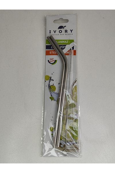 ALANYA HOME DECOR Stainless Steel Set of 3 with 2 Metal Straws & 1 Cleaning Brush