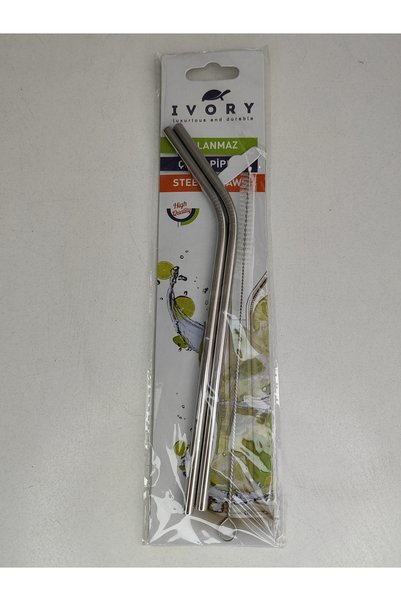 ALANYA HOME DECOR Stainless Steel Set of 3 with 2 Metal Straws & 1 Cleaning Brush