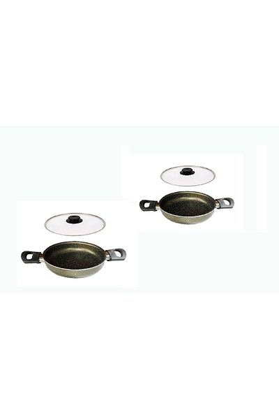 Mehtap Granite Pan Set with Glass Lid 18 CM and 20 CM