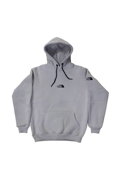More Men's Hooded Lace-up Kangaroo Pocket Appliqued Stone Color Bomber Sweatshirt
