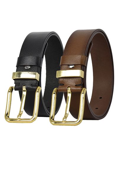 GoDeri 100% Genuine Leather Gold Buckle, Bridged 2-Piece Set Black, Brown Women's Jeans Belt, 4 Cm=bridge.byn76